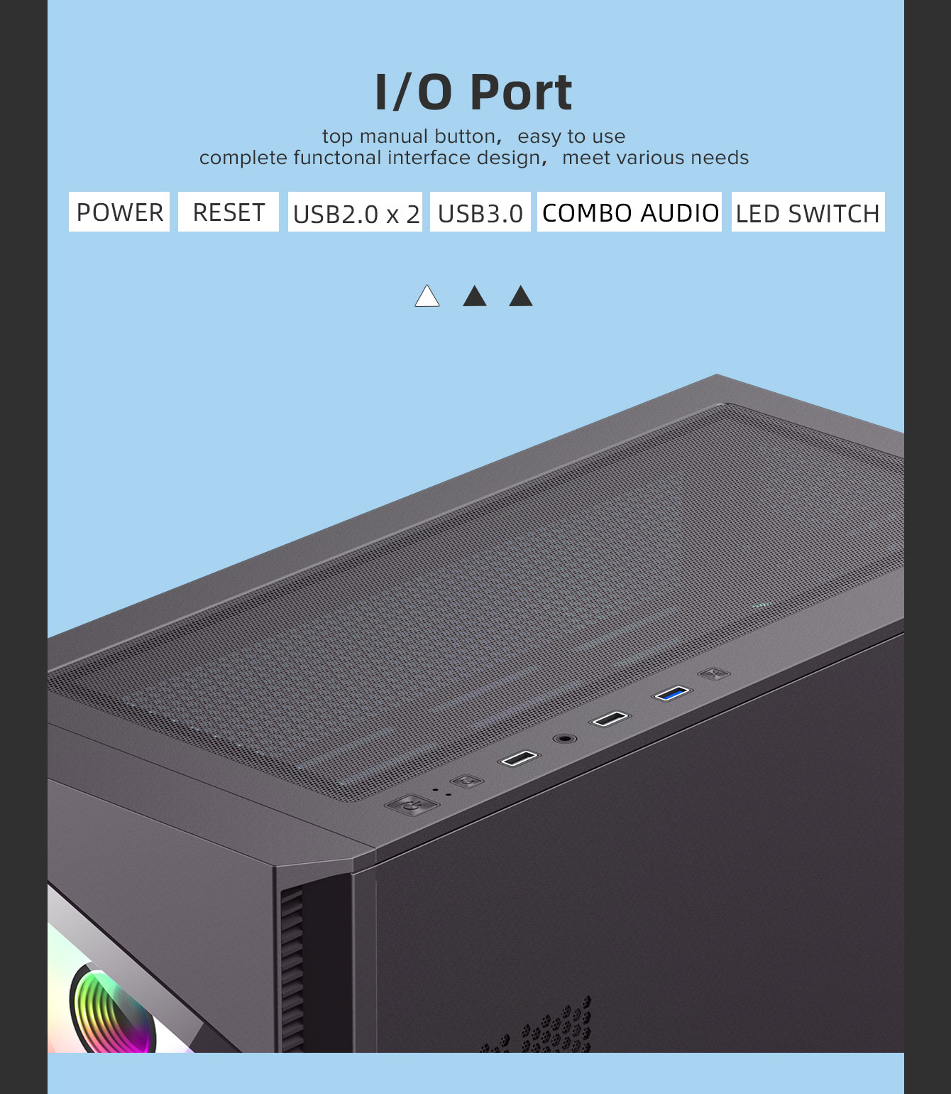 Gamemax Destroyer TGB Black USB3.0 Tempered Glass Micro ATX Tower